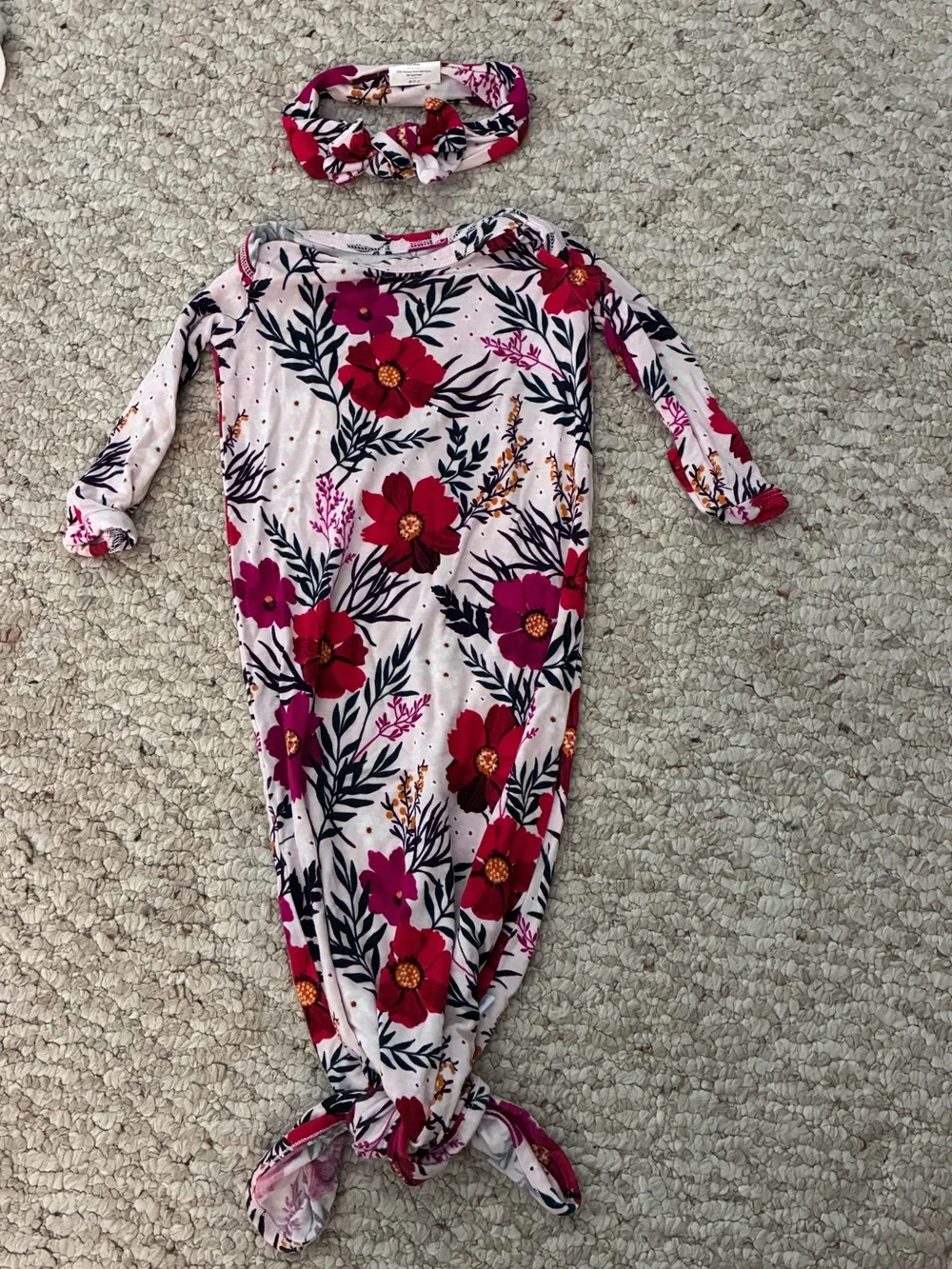 Posh Peanut Floral Knot Gown & Headband - Pink, Magenta, Red